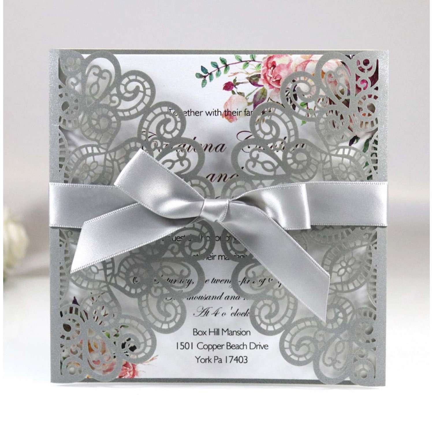 Laser Cut Wedding Invitation Card Peacock Lace Card